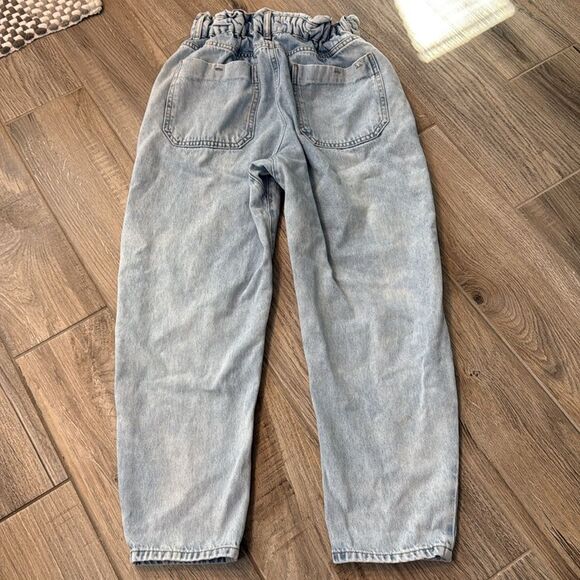 Zara Baggy Paperbag Jeans - Womens Size 4 - Crop High Waisted Light Wash Denim - Picture 10 of 12